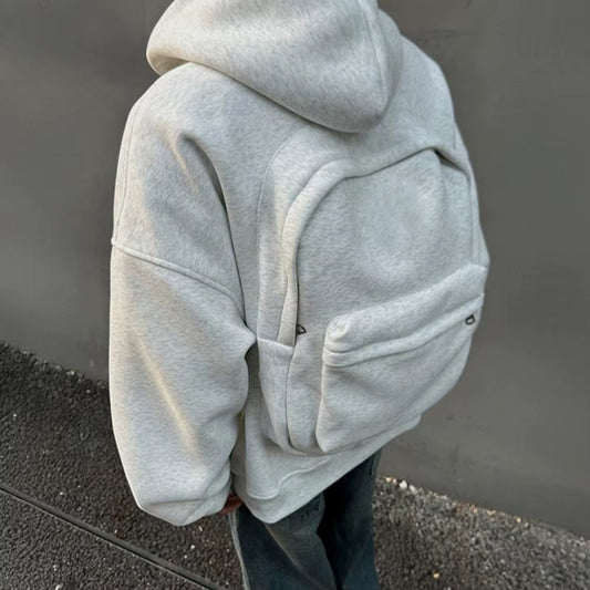 American Style Casual Loose Men'S Hoodie Sweater Backpack Integrated Spring Autumn Design Unique Loose Outerwear